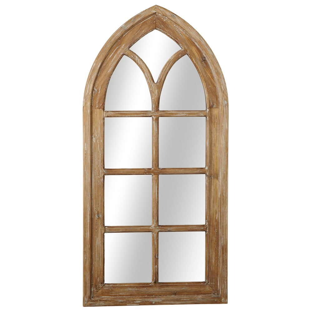 26” Distressed Brown and White Arched Window Pane Wall Mirror - Walmart