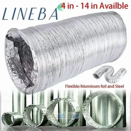 4 6 8 10 12 14 Flexible Aluminum Ducting Hose 8 25 Ft Exhaust Duct Air Vent Fan