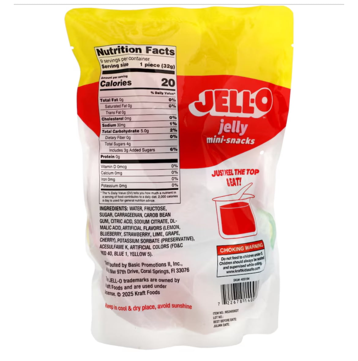 JELL-O Jelly Mini Snacks, Extra Value Pack with 2 Bonus Cups  9 Squeezable Treats (2-Pack, Total of 18 Snacks)