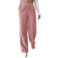 thumbnail image 1 of Pantalones Sueltos De Mujer Cintura Alta Color Puro Cierre De Botón Pantalones Largos Rectos Para Mujer Rosa S, 1 of 4