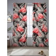thumbnail image 3 of Red Flamingo Sheer Curtains 96 Inches Long 2 Panels Set, Window Sheer Curtains for Living Room/Bedroom, Summer Tropical Plants Leaves Botanical Black Light Filtering Rod Pocket Curtain 52''x96''x2, 3 of 8
