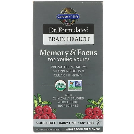 Garden of Life  Dr  Formulated Brain Health  Memory   Focus for Young Adults  60 Vegetarian
