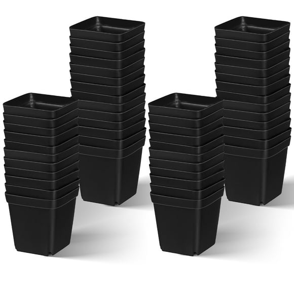 50 Pcs Plastic Plant Pots Small Square Nursery Planters Flower Pots for Succulents Seedlings Flowers Vegetables Herbs Plants