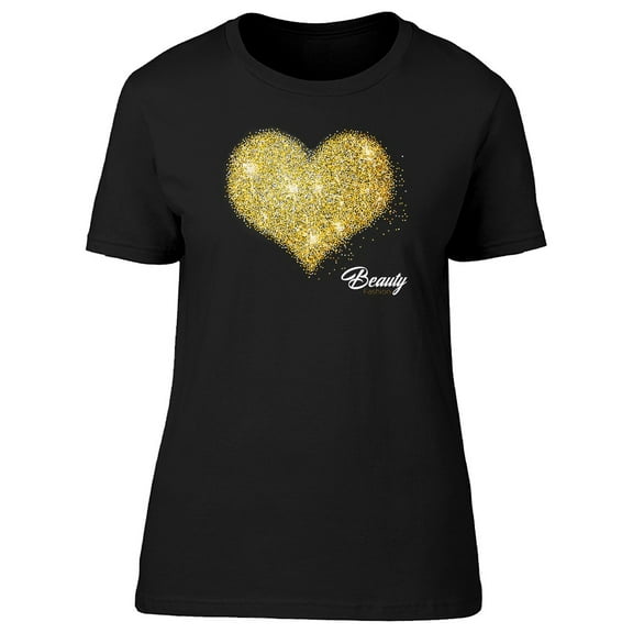 Golden Glitter Love Beauty Heart Tee Women's -Image by Shutterstock