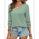thumbnail image 2 of Blusas Elegantes e Informales de 3/4 para Mujer, Camisetas de Cuello en V A , Ropa de Verano 2025. Verde XXXL, 2 of 7