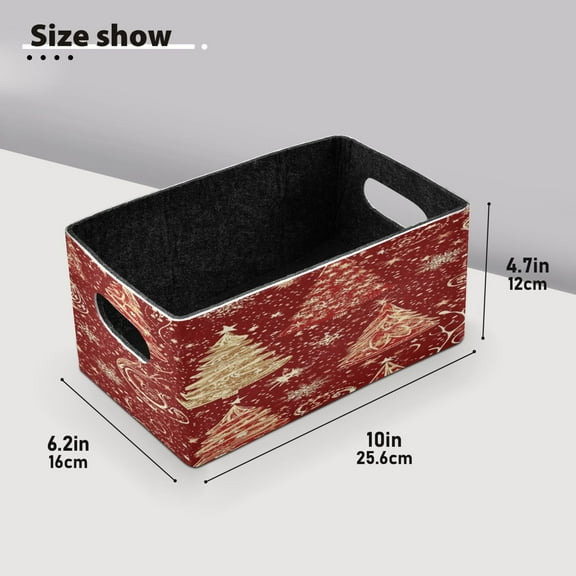 BZSMCE Shelf Baskets Christmas Trees with Sonwflake Pattern Storage Cube Bins 10.1*6.3*4.7in Set of 2