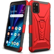 For Apple iPhone 14 (6.1) Swivel Belt Clip Holster with Built-in Kickstand, Heavy Duty Hybrid 3in1 Shockproof Defender Phone Case Cover by Xpression - Red