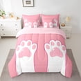 thumbnail image 2 of Manfei Girly Pink Cat Paw Bedding Comforter Set 7pcs, Kawaii Kitten Lover Queen Bedding Sets, Cartoon Cute Animal Reversible Queen Sheet Sets, Ultra Soft Home Decor, 2 of 7