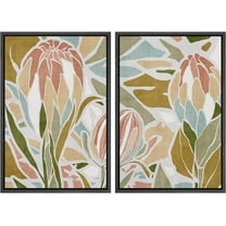 IDEA4WALL Framed Canvas Print Wall Art Set Tropical Monstera Leaf Colorful Collage Abstract Digital Art Decorative Bohemian Colorful Artwork for Living Room, Bedroom, Office - 24"x36"x2 Black