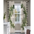 thumbnail image 4 of Farmhouse Green Garland Sheer Curtains 84 Inch Length 2 Panels Set for Living Room/Bedroom, Spring Vintage Black Plaid Beige Kitchen Curtains Grommet Semi-Sheer Curtains Window Treatments 52"x84"x2, 4 of 7