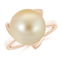 ANGARA Trillium Golden South Sea Cultured Pearl Solitaire Ring in 14K Rose Gold for Women | June Birthstone, Birthday, Anniversary, Jewelry Gift for Women | Pearl Ring
