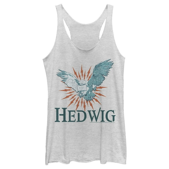 Women's Harry Potter Hedwig Owl Flight Racerback Tank Top White Heather Medium
