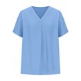 thumbnail image 7 of ClodeEU Women's Summer V Neck Short Sleeve T-Shirt ,Solid Color Loose Fit Casual Top Light Blue,Womens Plus XL, 7 of 7