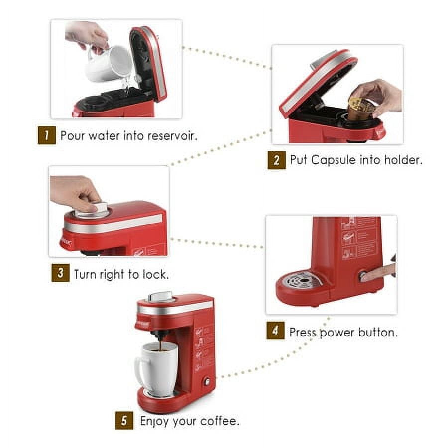 Dropship CHULUX Single Serve Coffee Maker Red KCUP Pod Coffee