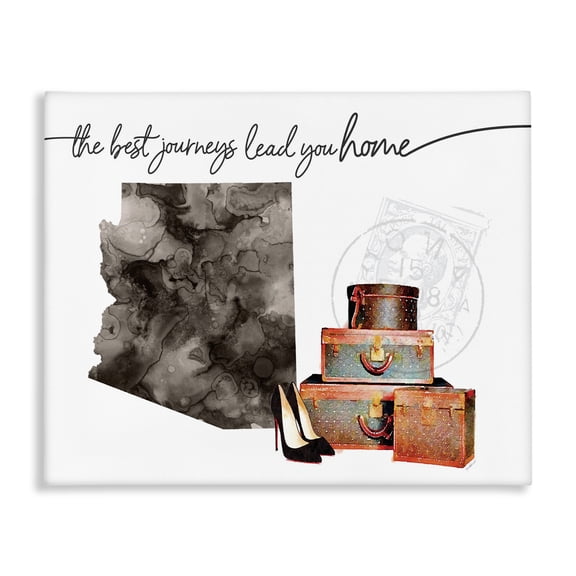 Stupell Industries Glam Arizona State The Best Journeys Lead You Home Fashion Shoes and Luggage Illustration Canvas Art, 20 x 16, by Amanda Greenwood