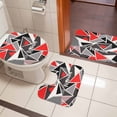 thumbnail image 5 of Color Block Triangle Bathroom Rugs Set Black Red Stitching Non Slip Absorbent Soft Bath Mats 3 Piece Set with Bathroom Rug, U-Shaped Floor Mat, Toilet Seat Cover Small Size, 5 of 9