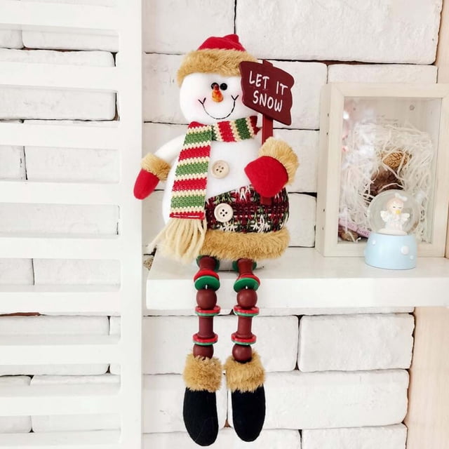 Fiudx Adornos Navideños de Mesa, Muñeco de Papá Noel de Patas Largas, Diseño de Tela Colorida, Perfecto para Decorar El Hogar, Idea de Regalo Navideño, Suave y Duradero, 35 Cm de Alto.