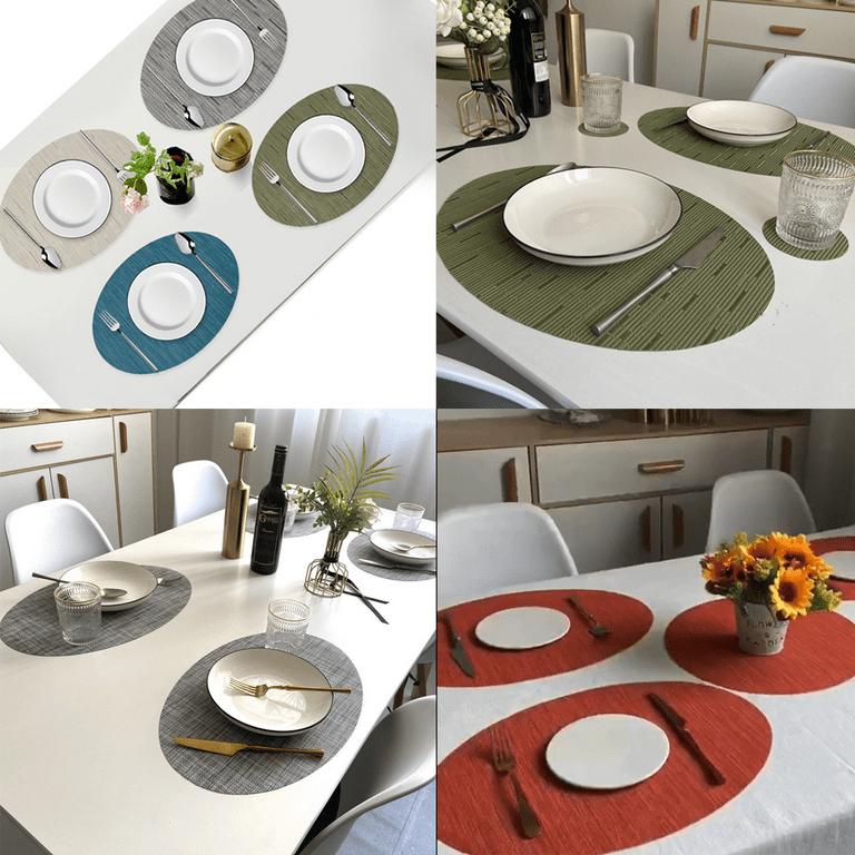 Set of 6 Placemats,Heat Resistant Stain Resistant Woven Vinyl Insulation Placemats, Durable Washable Elegant Table Mats for Dining