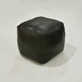 thumbnail image 3 of BBH Homes Black Round Leather Pouf Ottoman Handmade Recycled Cotton Fill BBBACPF0012, 3 of 8
