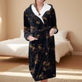 thumbnail image 2 of Women's Fleece Plush Robe Long Warm Plush Bathrobe Loungewear Jacket Printed Comfort Robe, 2 of 5