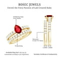 thumbnail image 5 of Rosec Jewels Certified Lab Grown Ruby Wedding Bridal Ring Set - Pear Shaped Engagement Ring with Wedding Band - AAAA Quality, 14K Yellow Gold, US 7.50, 5 of 8