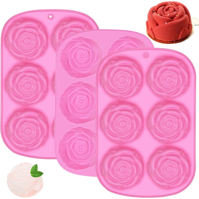 Molde de silicona para rosas, 3 unidades, 6 cavidades, Delihaniess