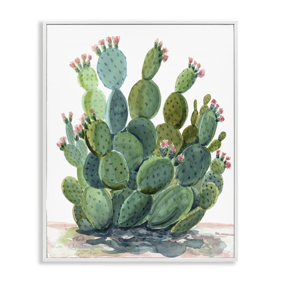 Stupell Industries Bohemian Botanical Desert Prickly Pear Cactus White Framed Giclee Art, 11 x 14, by Cherish Flieder