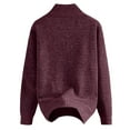thumbnail image 3 of ASDFVBKG Mens Quarter Zip Pullover Sweater Long Sleeve Collar Lightweight Knit Pullover Casual Mens Oversized Fashion Soft Fall Winter Solid Top Sweaters Wine XL, 3 of 3