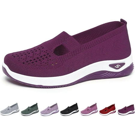 

Women s Woven Orthopedic Breathable Soft Shoes Go Walking Slip on Diabetic Foam Shoes Hands Free Slip in Sneakers Arch Support Casual Comfortable