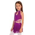 thumbnail image 2 of Jizyo Robe de Danse Latine à Paillettes pour Adolescentes Rumba Samba Tenue de Danse Justaucorps à Franges de Ballroom Justaucorps à Pampilles Jupe Tutu Violet 8, 2 of 6