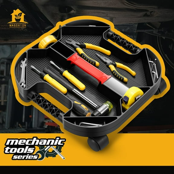 Tool Creeper Rolling Caddy Tray, Moving Tool Tray with 4 Swivel Casters for Automotive, Mechanics, DIY Enthusiasts, and garages, 30 lbs Load Capacity,