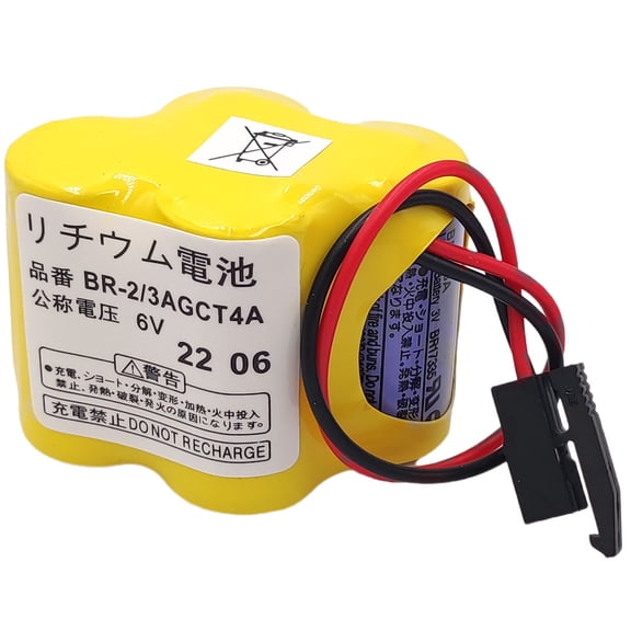 6V 4400mAh BR-2/3AGCT4A Replacement Battery for FANUC A98L-0031-0025 / A06B-6114-K504 CNC System with Black Plug