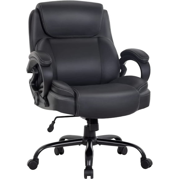 BestOffice Big and Tall Ergonomic Office Chair, Lumbar Support, PU Leather for Men, Women(Black)