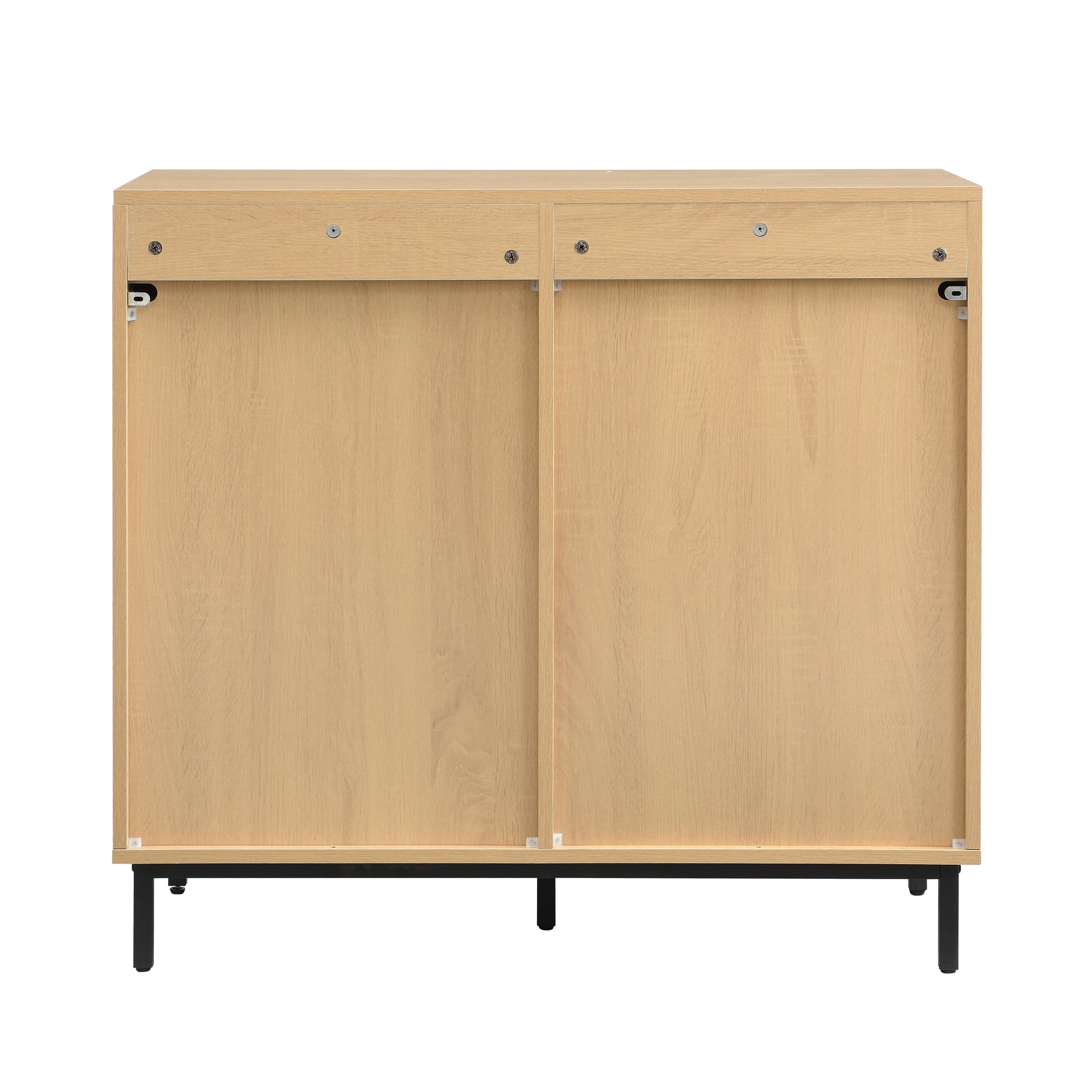 Christopher Knight Home 35" Checkered Accent Cabinet, 2-Door Storage Sideboard with Metal Legs, Light Oak