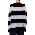 thumbnail image 1 of Fortune Women Loose Sweaters Stripes Knit Sweatshirt Long Sleeve Ripped Pullover Tops, 1 of 9