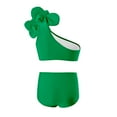 thumbnail image 3 of Girls Swimsuit Plain Color Girls Swimsuit with Shorts Two Piece Bikini Sets Tween Bikini for Teen Girls 8-10 Years, 3 of 5