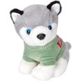 thumbnail image 1 of Adorable animal de peluche Husky con ropa verde Juguete de peluche Cachorro Perro Muñeca Regalo para niños niñas, gris, 9 pulgadas. JFHHH pequeña, 1 of 5