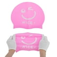 thumbnail image 5 of Unique Bargains 1 Pc Silicone Funny Face Swim Cap Pink White, 5 of 5