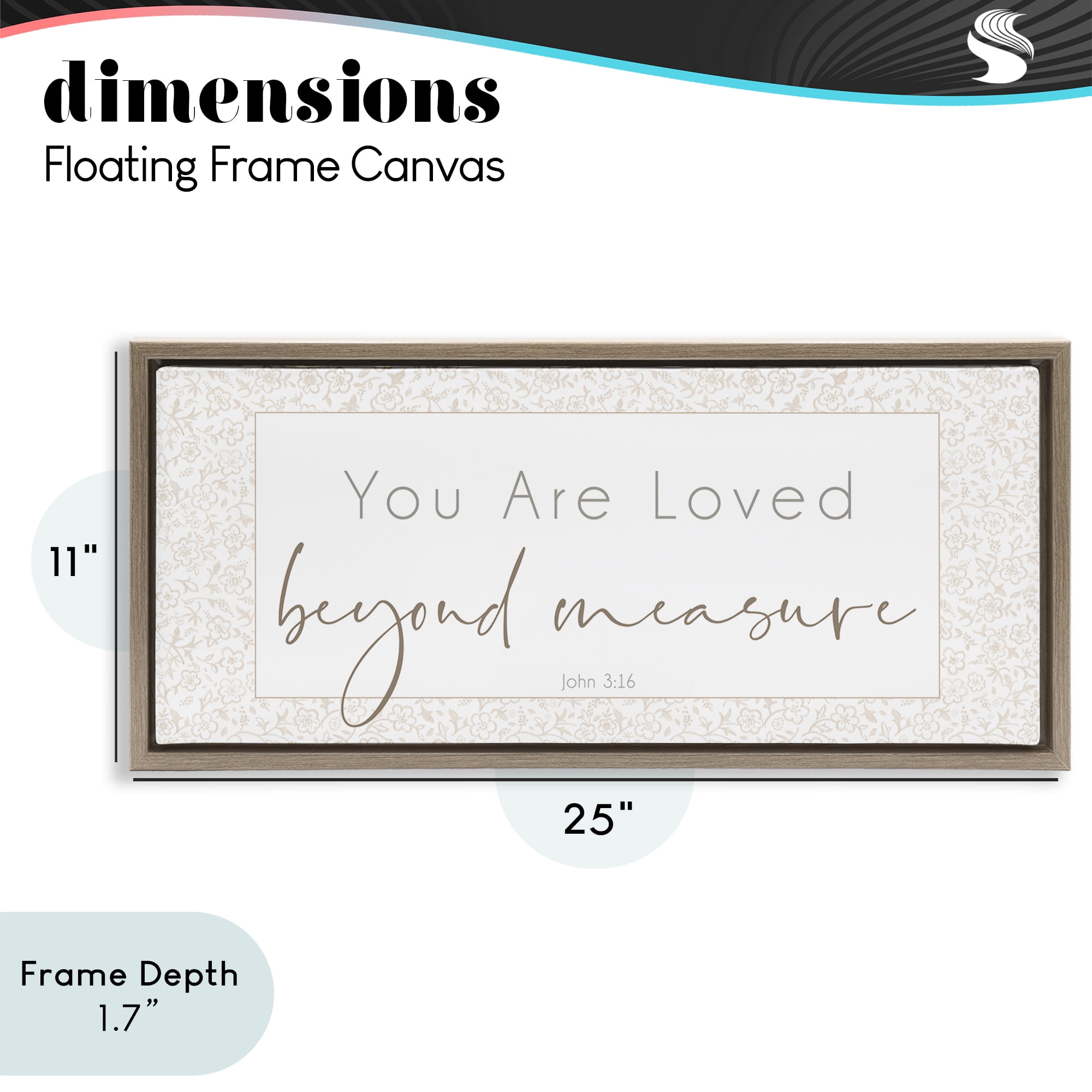 Stupell Industries Minimal Loved Beyond Measure Brown Framed Floater Canvas Wall Art, design by Janice Gaynor