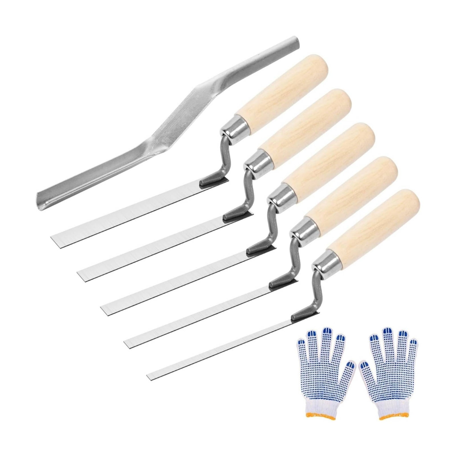 Fzaqwen 6 Pack Tuck Pointing Trowels Pointing Jointer Cement Tools Ergonomic Wood Handle for Brick Fireplaces Patios and Wall Joints