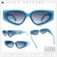 thumbnail image 2 of Womens Diva Narrow Triangular Thick Temple Plastic Fashion Sunglasses Blue Green - Smoke, 2 of 8