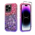 thumbnail image 1 of NIFFPD iPhone 14 Pro with Screen Protector, Bling Glitter Quicksand Sparkle Clear & Shockproof Protective Cover iPhone 14 Pro 6.1" Red+Purple, 1 of 6