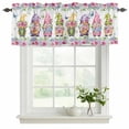 thumbnail image 2 of Spring Gnomes Valances for Windows, Decorative Rod Pocket Window Valance Curtains, Botanical Rose Flower Leaves Butterfly Short Curtain Drapes for Kitchen/Living Room, 2 Panels, 42" W x 18" L, 2 of 8