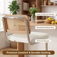thumbnail image 6 of Daluvenix Natural Rattan Bar Stools Set of 2 with Cane Back, Mid Century Modern Kitchen Counter Height BarStools, Dining Room Upholstery Boho Microvelvet Seat Bar Chairs, 6 of 8