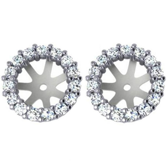 Pompeii 3/4ct Diamond Earring Studs Halo Jackets 14 Kt WG (6.5-7mm) (G-H,I1)