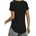 thumbnail image 7 of TWZH Women Solid Color Hollow Out Boat Neck Short Sleeve Summer T-shirt, 7 of 7