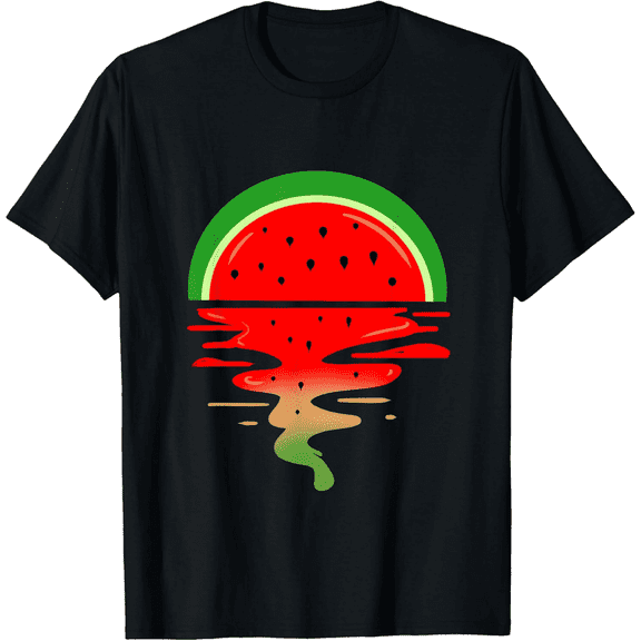 100% pure cotton short-sleeved Watermelon Vaporwave Sunset Mens T-Shirt