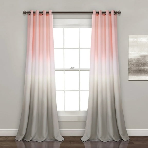 Lush Decor Umbre Fiesta Room Darkening 84" x 52" Solid Blush Metal Grommets 2-Piece Set Window Panel Curtain