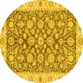 thumbnail image 1 of Ahgly Company Machine Washable Indoor Round Oriental Yellow Traditional Area Rugs, 6' Round, 1 of 4