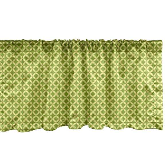 Ambesonne Retro Window Valance, Geometric Nostalgic Motif, 54" X 18", Lime Green Pastel Yellow